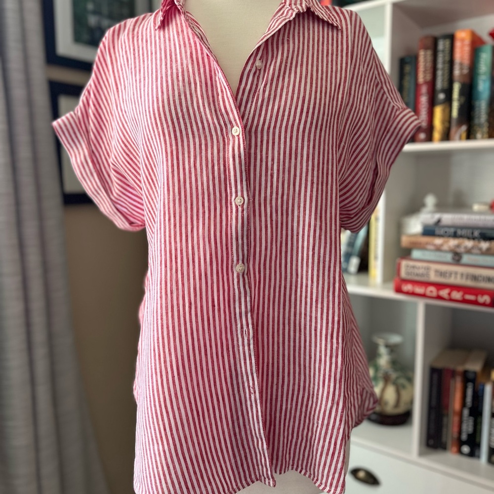 Ralph Lauren Red Striped Button-Down Shirt